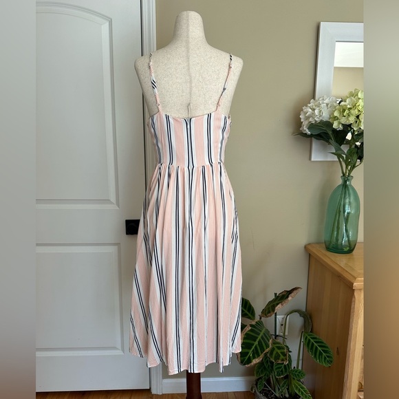 BB Dakota Salmon Navy & White Striped Sundress size Small - Picture 3 of 7